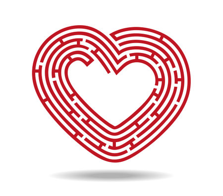 Red heart in the shape of a mazeのイラスト素材
