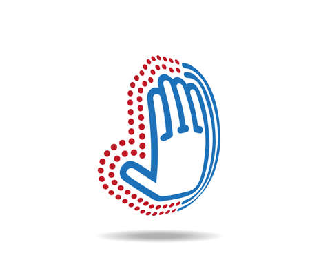 Blue palm hand drawn with lines and dots. Stop virus. Washing handsのイラスト素材