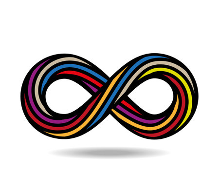 Mobius loop made of colored rope piece. infinity symbolのイラスト素材