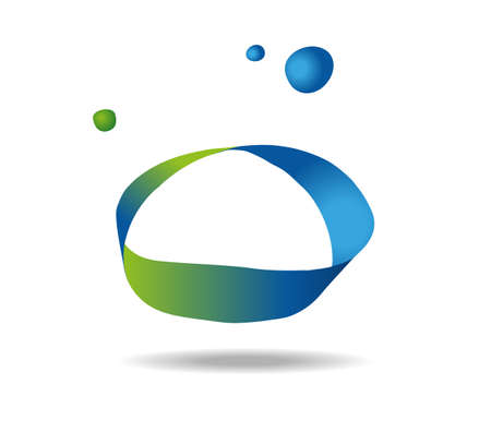 Mobius loop made of green and blue ribbon with bubbles. Infinity sign. Freehand drawingのイラスト素材