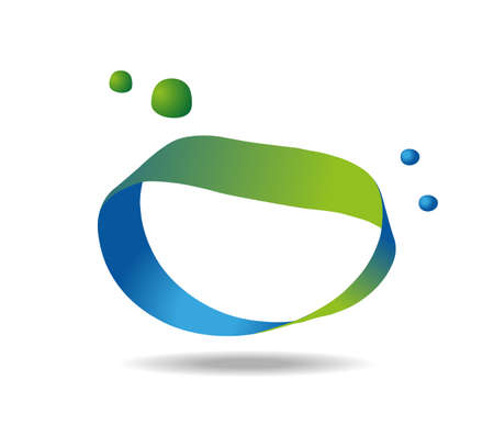 Mobius loop made of green and blue ribbon with bubbles. Infinity sign. Freehand drawingのイラスト素材