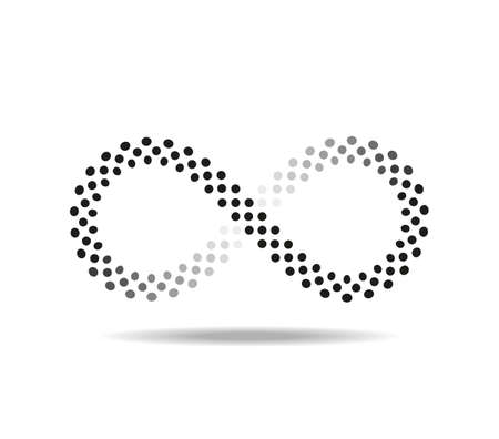 Mobius' loop made of gray dots. Infinity symbol. Number eight. 8のイラスト素材