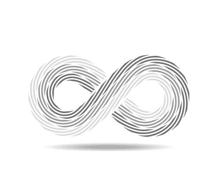 Mobius loop made of three gray ropes. infinity symbol made of wires. Number eight 8のイラスト素材