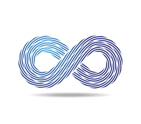 Mobius loop made of three blue ropes. infinity symbol made of wires. Number eightのイラスト素材