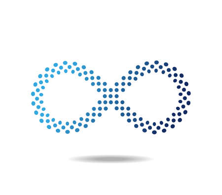 Mobius' loop made of blue dots. Infinity symbol. Number eight. 8のイラスト素材