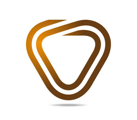 Rounded golden triangle made of two linesのイラスト素材