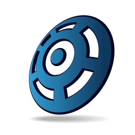 Round shield with blue and white rings and a shadowのイラスト素材