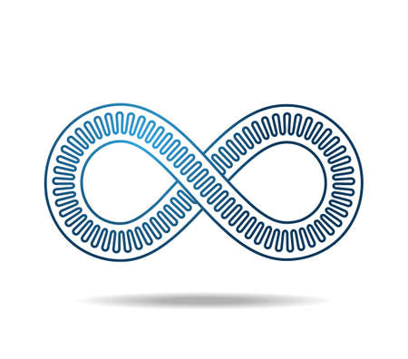 Blue mobius loop made of three lines, inner one undulating. The sign of infinity. Infinity symbol of 8 eightのイラスト素材