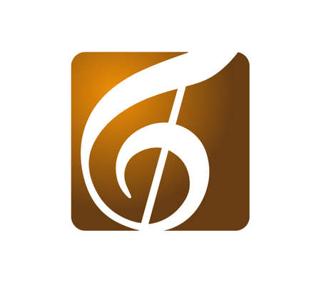 Treble clef in a golden square background. Joy and musicのイラスト素材