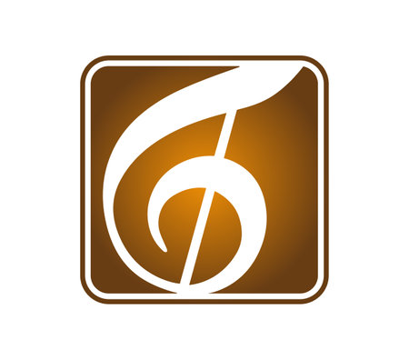 Treble clef in a golden square background. Joy and musicのイラスト素材