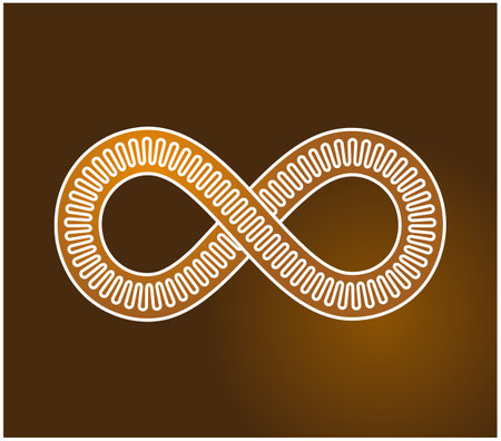 Mobius loop made of three lines, inner one undulating. On dark background. The sign of infinity. Infinity symbol 8 eightのイラスト素材