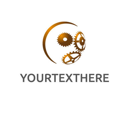 Golden mechanism of gears. The inside of the watch. Drive transmission. Drawn on a sphereのイラスト素材