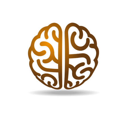 Golden human brain. Symbol of creativity. Drawn on a sphereのイラスト素材
