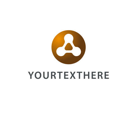 Ready made of three connected circles on the background of a golden circleのイラスト素材