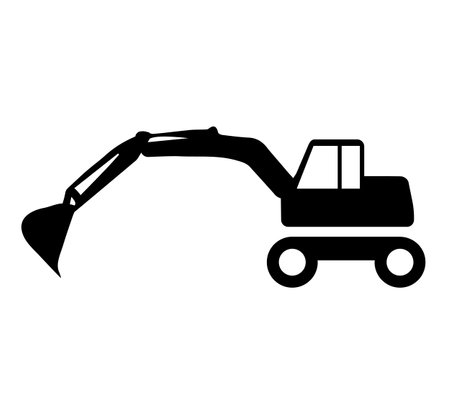 Excavator. Construction vehicle tipper truck Transport at the construction site. Silhouetteのイラスト素材