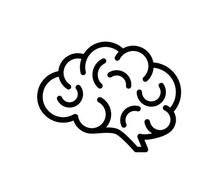 The human brain seen from the side. Black. Symbol of creativityのイラスト素材