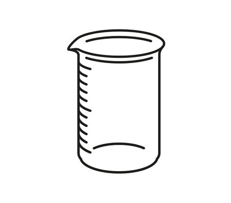 laboratory vessel. Glass measuring beaker with scaleのイラスト素材
