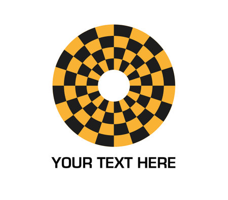 Circle made of black and yellow chessboard. Dartboardのイラスト素材