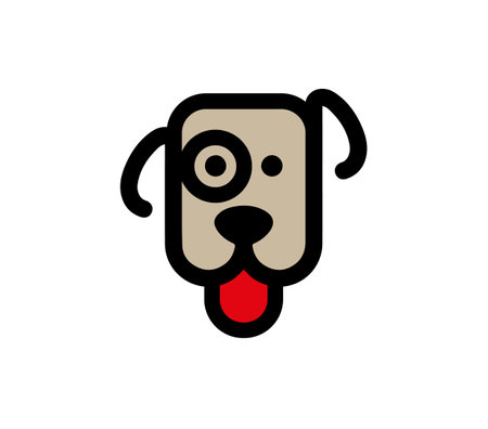 Cute cartoon dog icon. Vector illustration in a flat style.のイラスト素材