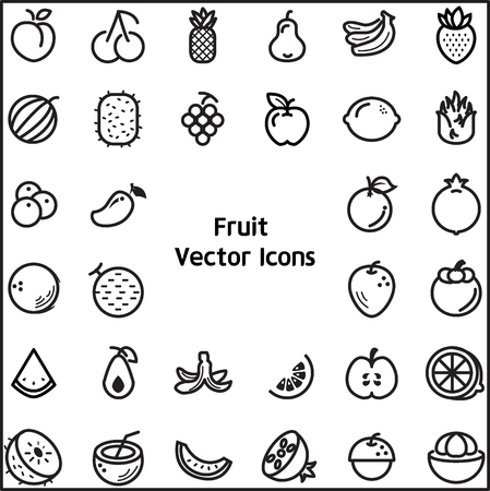 Basic vector fruit line icon setのイラスト素材
