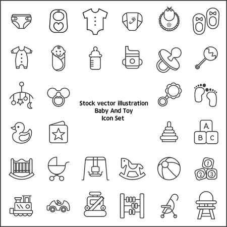 baby and toy icon setのイラスト素材