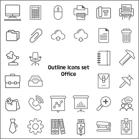 Simple Set of Office Related Line Iconsのイラスト素材
