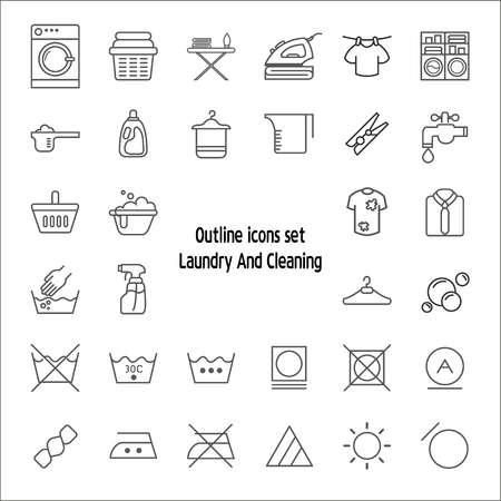 Simple Set of Laundry Related Line Icons.のイラスト素材