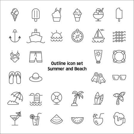 Simple Set of Summer Related Line Icons.のイラスト素材