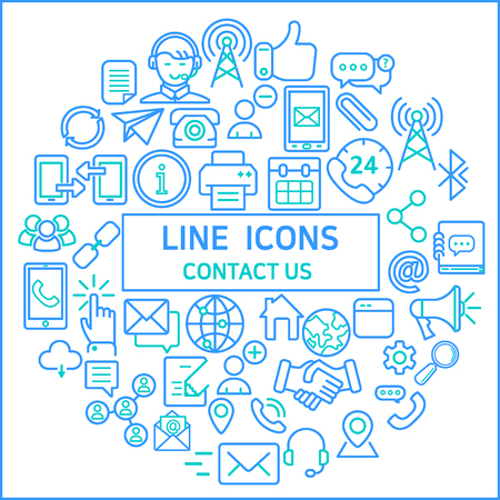 CONTACT US LINE ICONSのイラスト素材