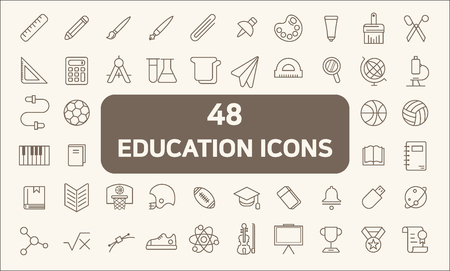 Education Line Icons setのイラスト素材