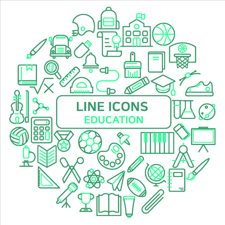 Education Outline Icons Setのイラスト素材