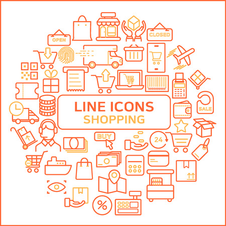Shopping Outline Icons Setのイラスト素材