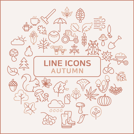 Simple Set of Autumn Related Line Icons.のイラスト素材