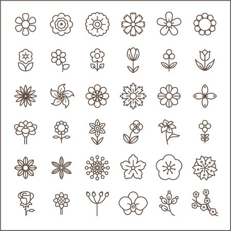 Set of flower and Botanical Icons line style.Included the icons as floral, nature, bouquets, flowers, bloom And Other Elements. customize color, easy resize.のイラスト素材