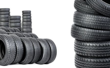 Tires isolated on white backgroundの写真素材
