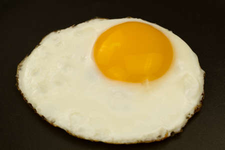 fried egg in a pan closeupの写真素材