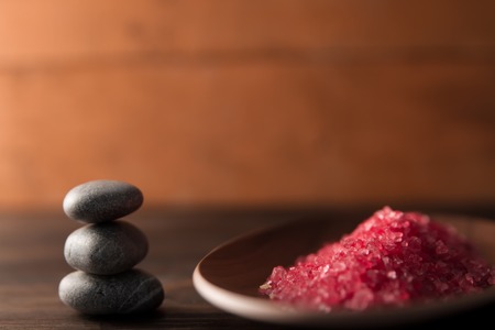 Beautiful Spa composition on wooden background. Treatment, aromatherapyの写真素材