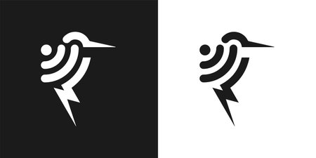 Logo WiFi bird energy charging minimalism modern Internet networkのイラスト素材