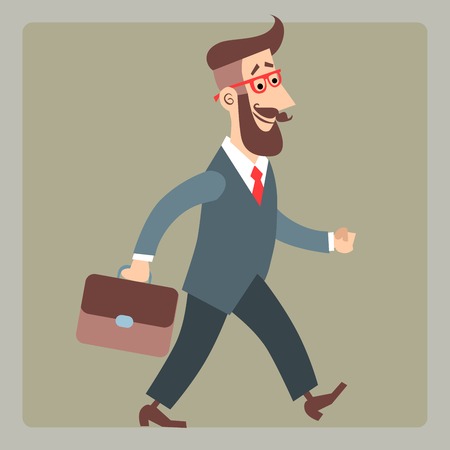 Businessman hipster in a suit with a briefcase goes to workのイラスト素材