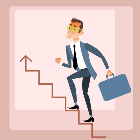 Businessman climbs growing schedule. The business concept of career growthのイラスト素材