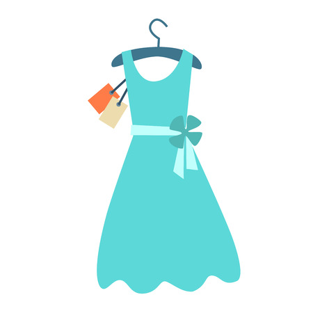 Summer dress on a hanger with a price tag. The symbol of the sale iconのイラスト素材