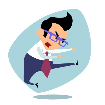 Businessman karate. The image of business as a sport. Businessman in sports situationsのイラスト素材