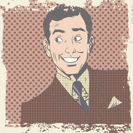 Smiling man lover flirts pop art comics retro style Halftoneのイラスト素材