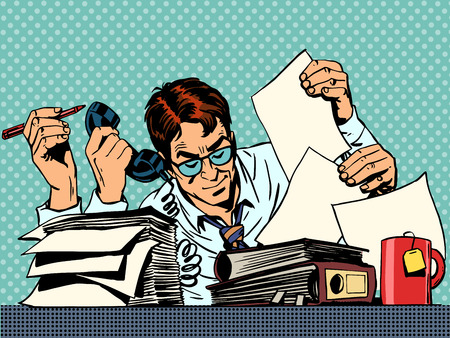 Businessman working on papers fileのイラスト素材