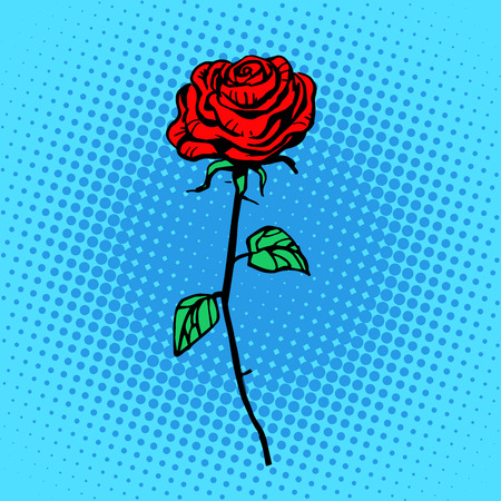 Flower red rose stem with thorns a symbol of love and romanceのイラスト素材