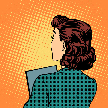 businesswoman back business style pop art retro vintageのイラスト素材