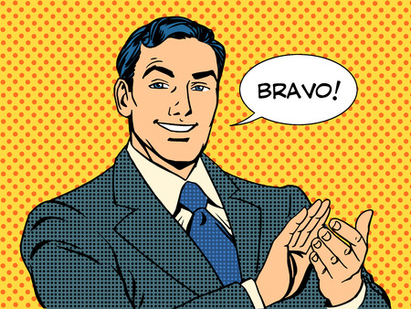 man applause Bravo concept of success retro style pop art man applause Bravo concept of success retro style pop art