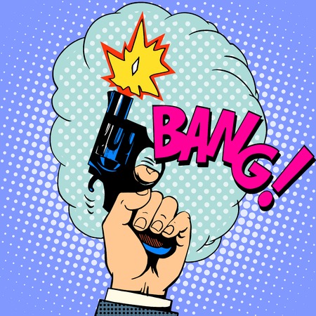 Shot gun bang pop art retro styleのイラスト素材