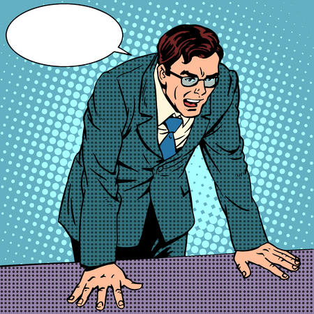 Businessman in anger. Business concept the negative emotions. Pop art retro styleのイラスト素材
