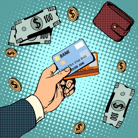 Bank card business discounts money Finance sale retro style pop artのイラスト素材